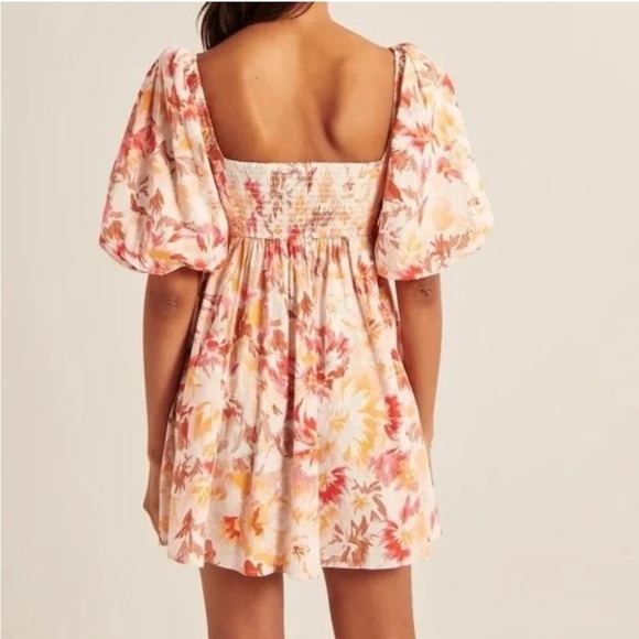 Abercrombie & Fitch Floral Mini Dress - Pink and Orange - Picture 4 of 9